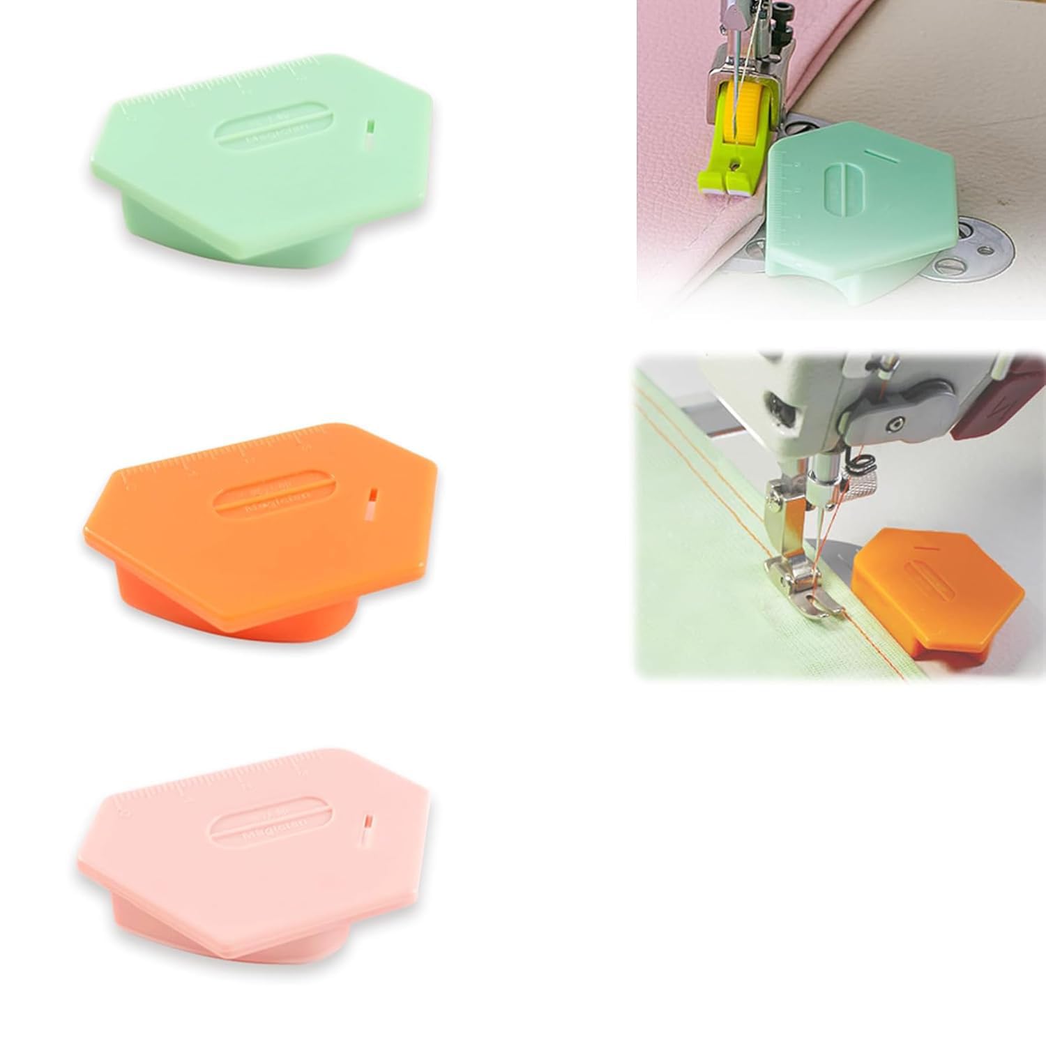 Magnetic Seam Guide for Sewing Machine, New Upgraded Multi-Purpose Tool Polygonal Strong Magnetic Gauge, Multifunctional Polygonal Hemmer Guide with Scale, Sewing Accessories Supplies (3pcs)
