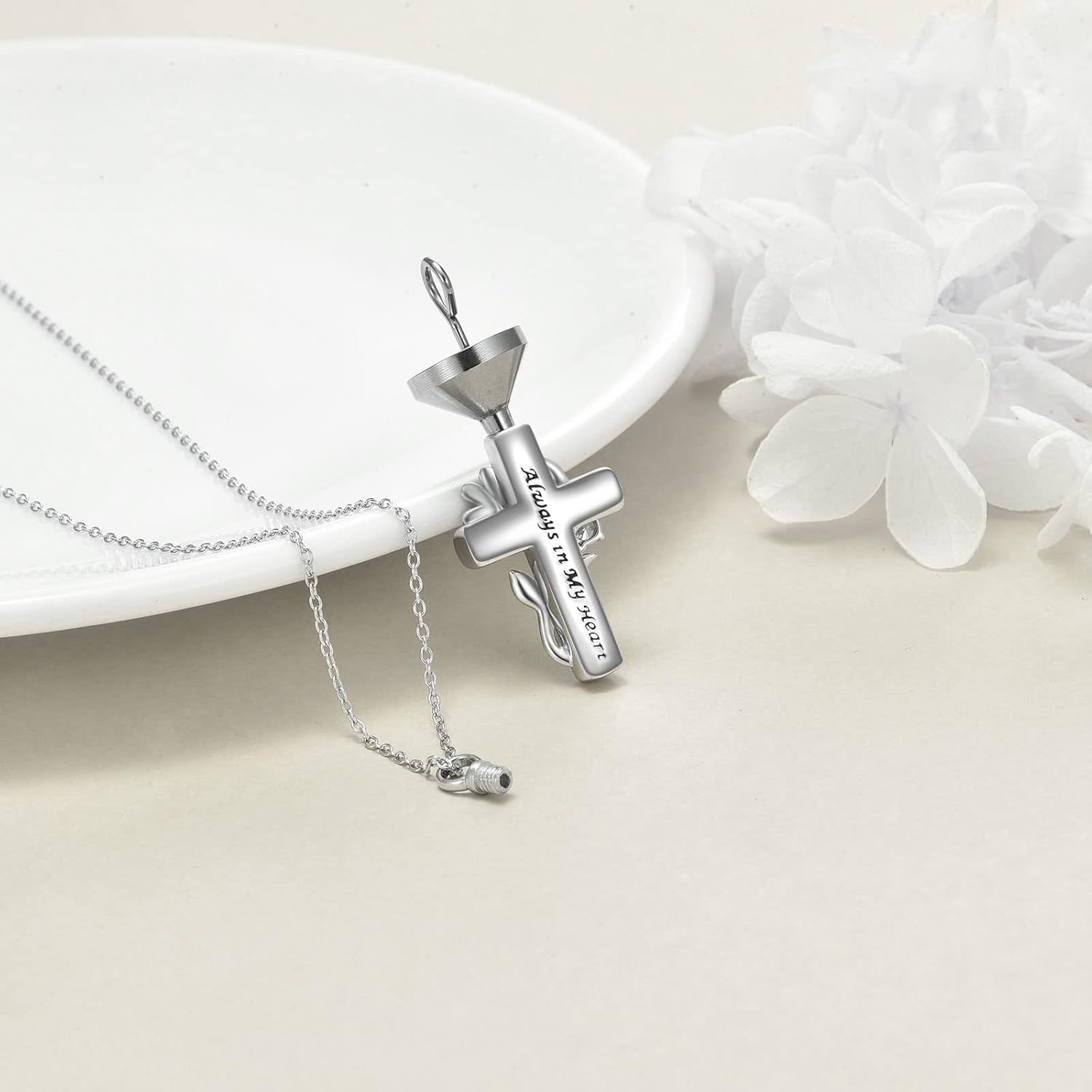 CRMAD Hummingbird/Ladybug/Dragonfly Urn Necklace for Ashes Sterling Silver Cross Cremation Necklace Jewelry for Women Humans