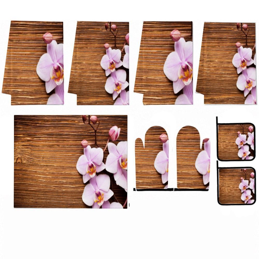 9PCS Bella Rosa Orchidea Cucina Decor e Accessori Set