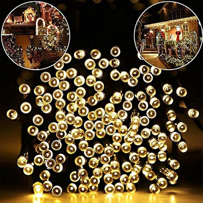 Home Lighting 66ft Christmas Decorative Mini Lights, 200 LED Green Wire Fairy Starry String Lights Plug in, 8 Lighting Modes, for Indoor Outdoor Xmas Tree Wedding Party Decoration (Warm White)