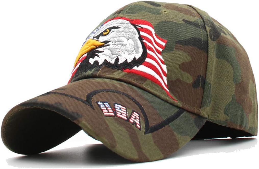 Anna-Kaci USA American Flag Patriotic Eagle Hawk Embossed 3D Adjustable Velcro Baseball Caps Hats