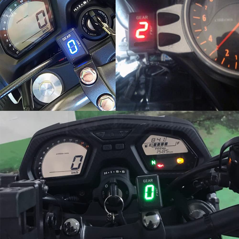 Ganganzeiger Motorrad Ganganzeige Wasserdicht + Halterung Schwarz Kompatibel mit Suzuki GSXR 600 750 GSX 650F DL1000V M90 SFV 400 650 VZ1500