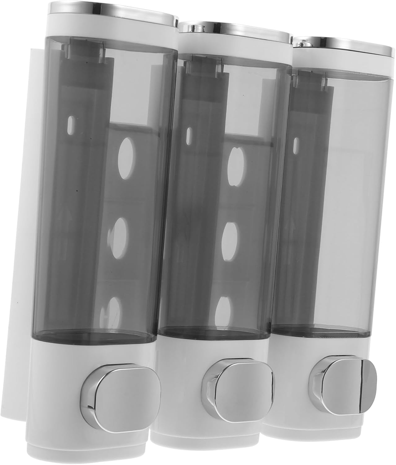 Wall Mounted 3-Chamber Soap Dispenser Manual Shower Liquid Soap Holder with Chrome Plated Finish for Bathroom Wall Mount Shampoo and Conditioner Storage