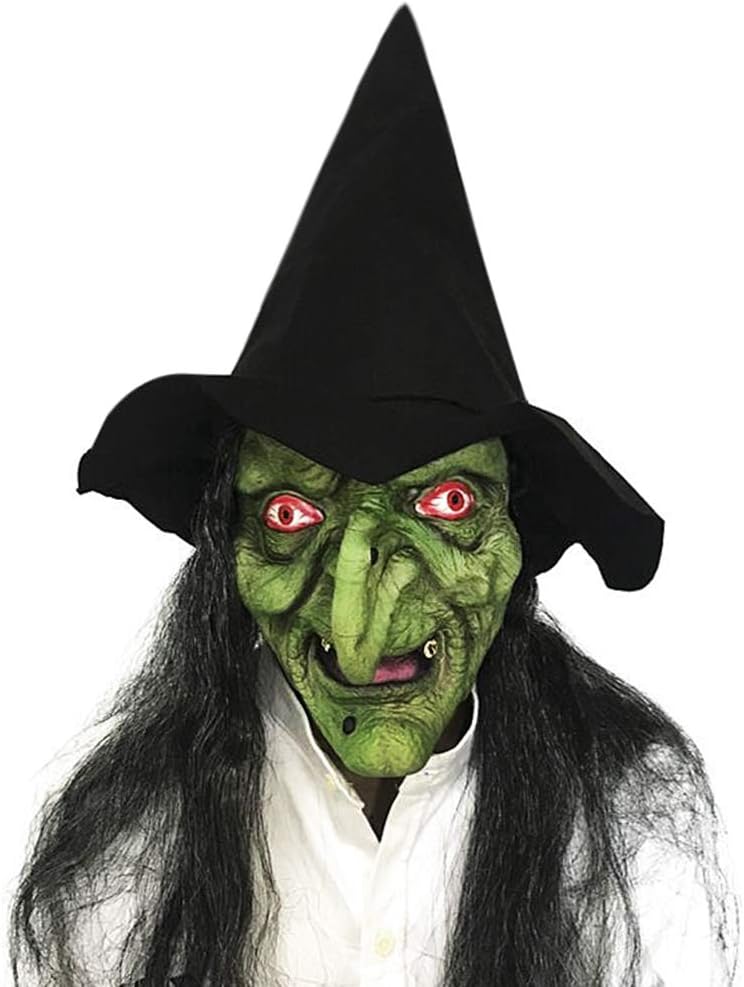 GREUS Old Woman Witch Mask Halloween Costume Creepy Scary Party Cosplay Decoration Accessory