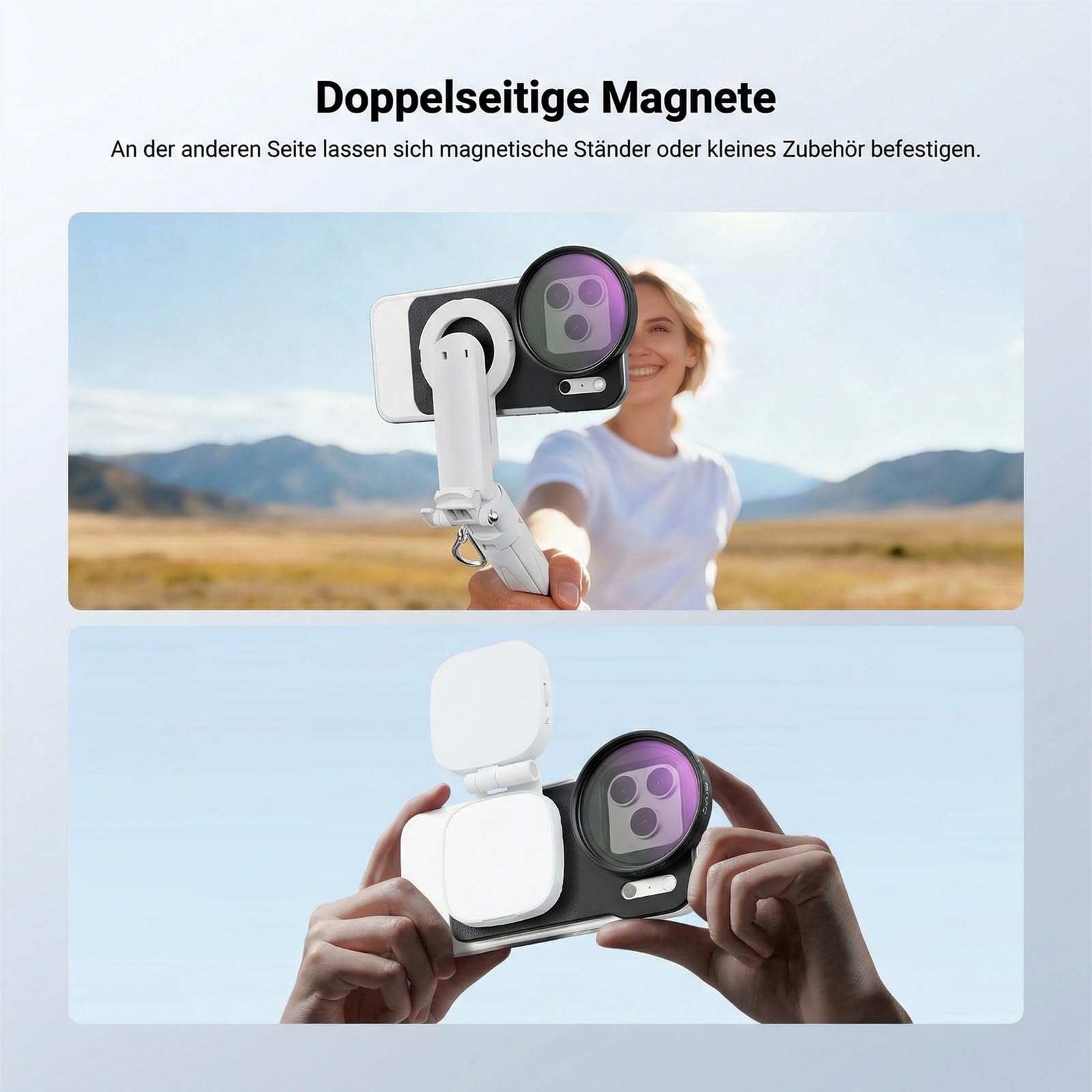 NEEWER 6,9" Magnetisches Handy Objektiv Filter Halterungsadapter Rückplatte Zubehör mit 67mm Variablem Graufilter (ND 2-32) kompatibel mit MagSafe iPhone 12/13/14/15/16/17 Pro Max und 14/15/16 Plus