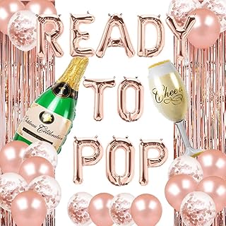 Ready to Pop Balloons Banner, Rose Gold Fringe Curtain Confetti Latex Balloons Baby Shower Decoration, Boy or Girl Gender Reveal Pregnancy Announcement Newborn Hatchelorette Party Supplies Decorations