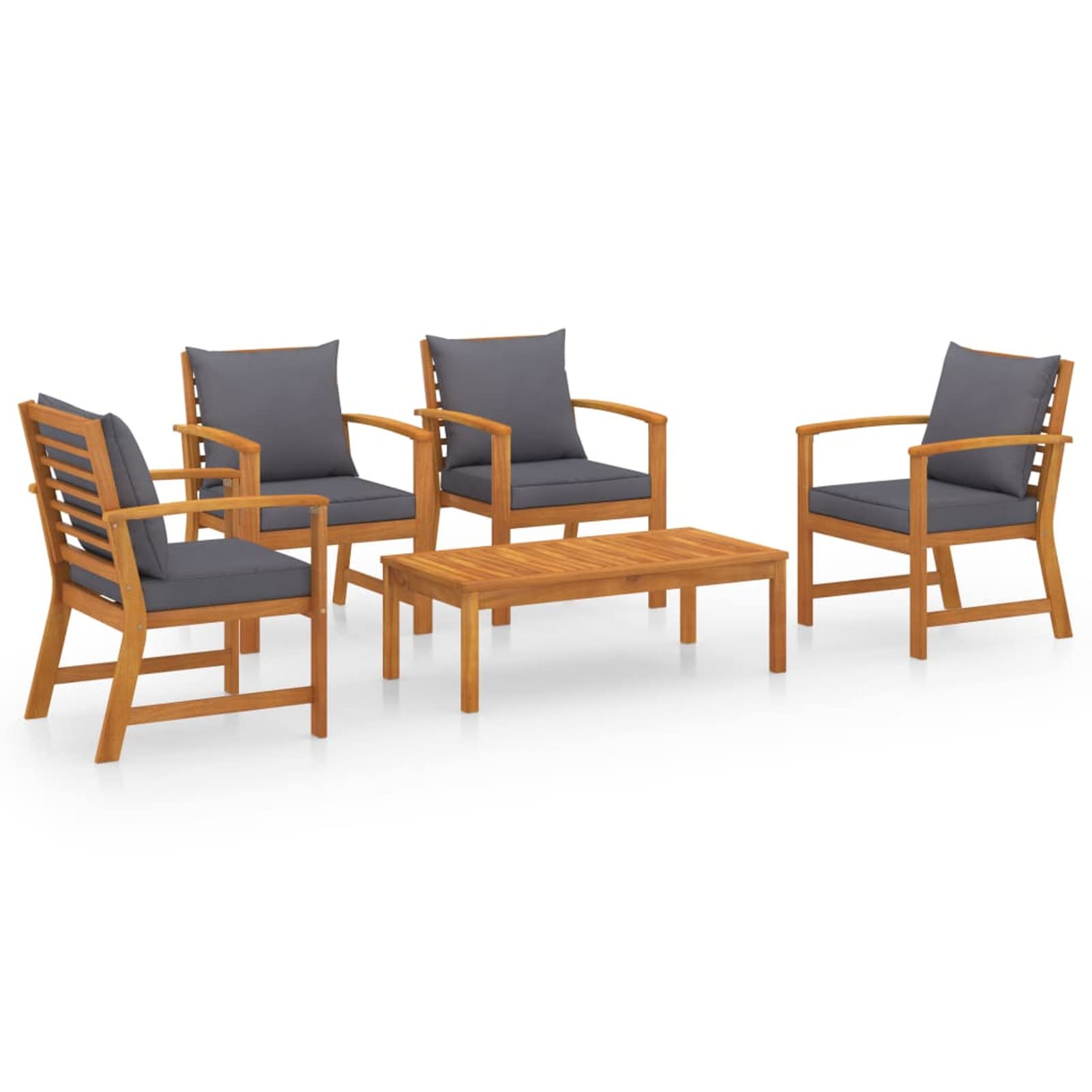 Chusui 5-częściowy zestaw mebli ogrodowych z nakładkami, lounge, meble na balkon, tarasy, meble wypoczynkowe, meble ogrodowe, meble ogrodowe, balkon, lounge, lite drewno akacjowe
