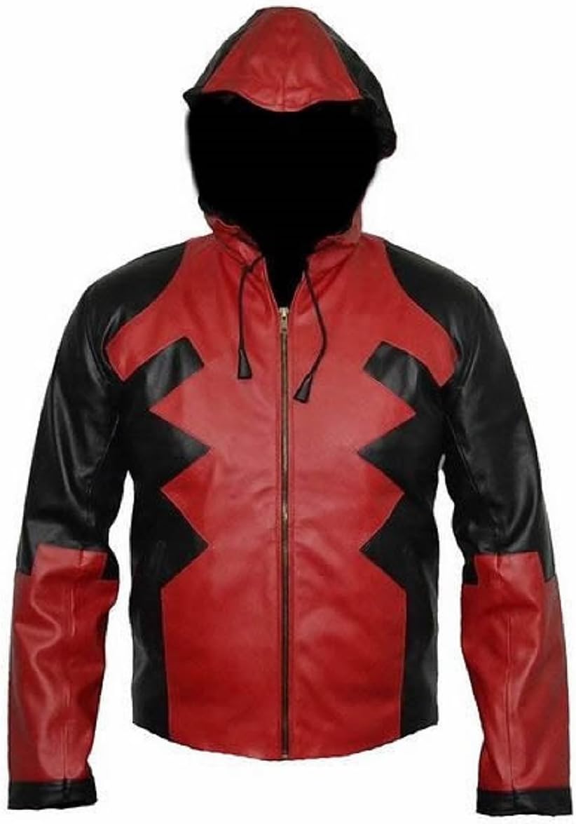 Bestzo Men's Deadpool Hoodie Real Leather Jacket