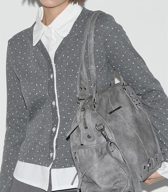 Bolso Tote Grande de Cuero con Tachuelas Mujer miniatura 3