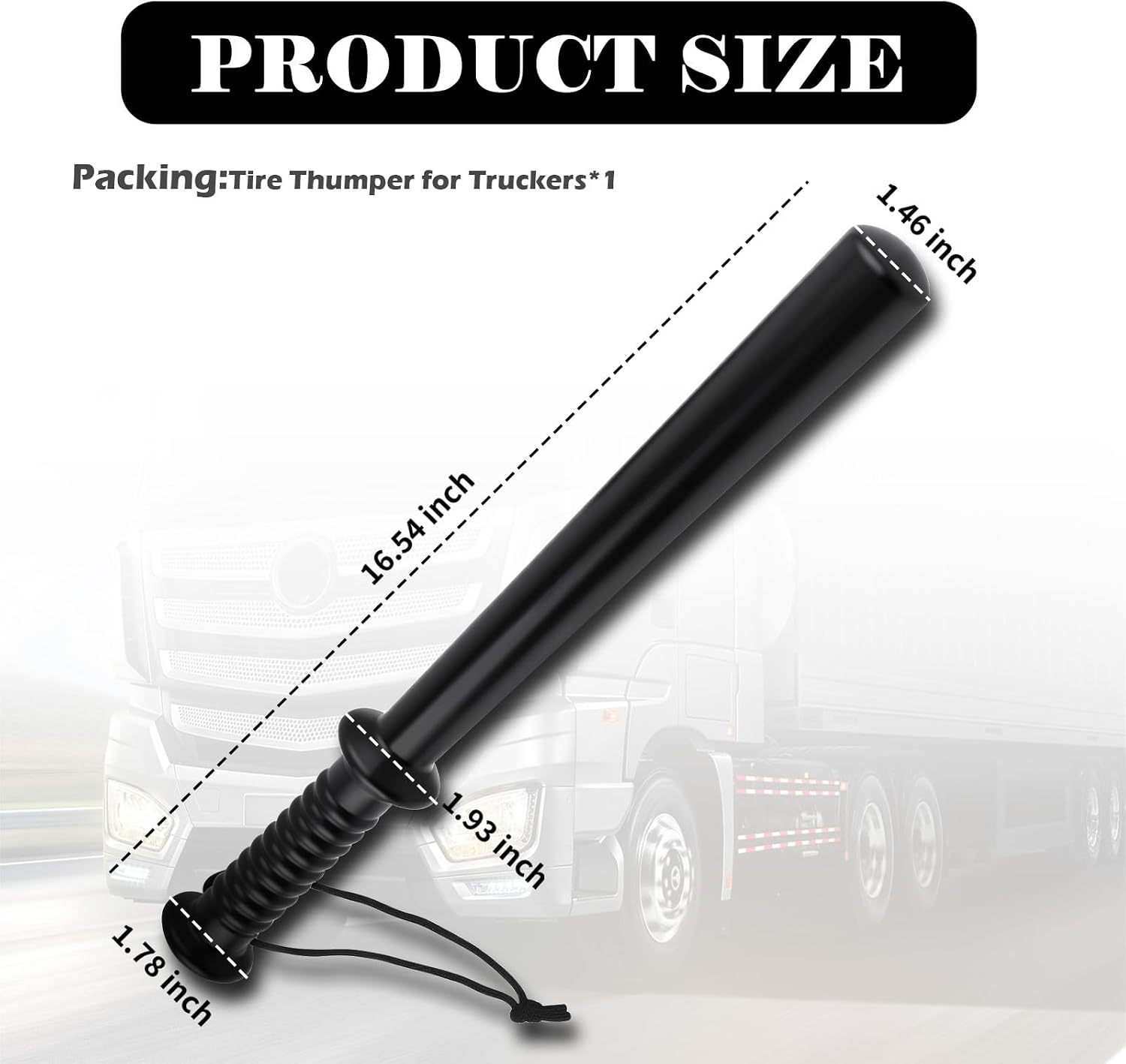 Tire Thumper for Truckers,PC Truck Tire Checker Tool with Non-Slip Handle & Wrist Strap Design,Versatile Tires Knocker as Trucker Accessories for Inspecting Tires Condition
