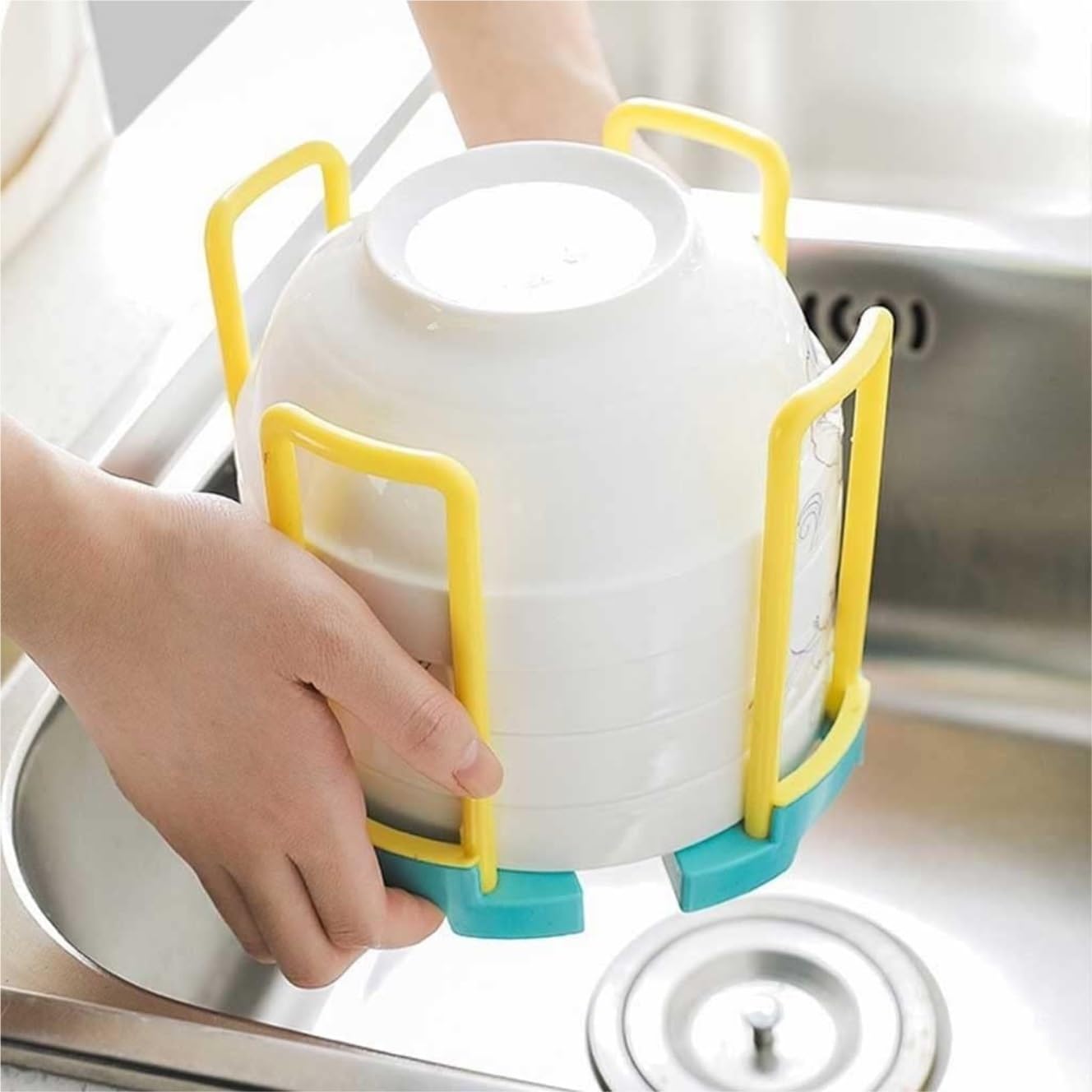 Scolapiatti Dish Rack Kitchen Multi-funzionale Bowl Utensili Da Cucina Per La Casa Storage Drain Portaposate Cucina(Yellow)