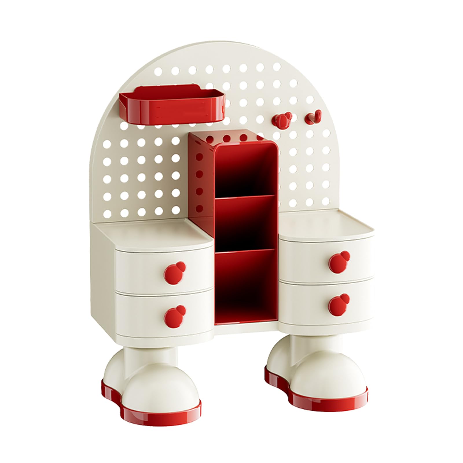 Buxuaaaa Red Desk Drawer Storage Unit Pp Construction Pencil Holder Multi Purpose Stationery Organization Tool For Workspaces Desktop Drawer Organiser