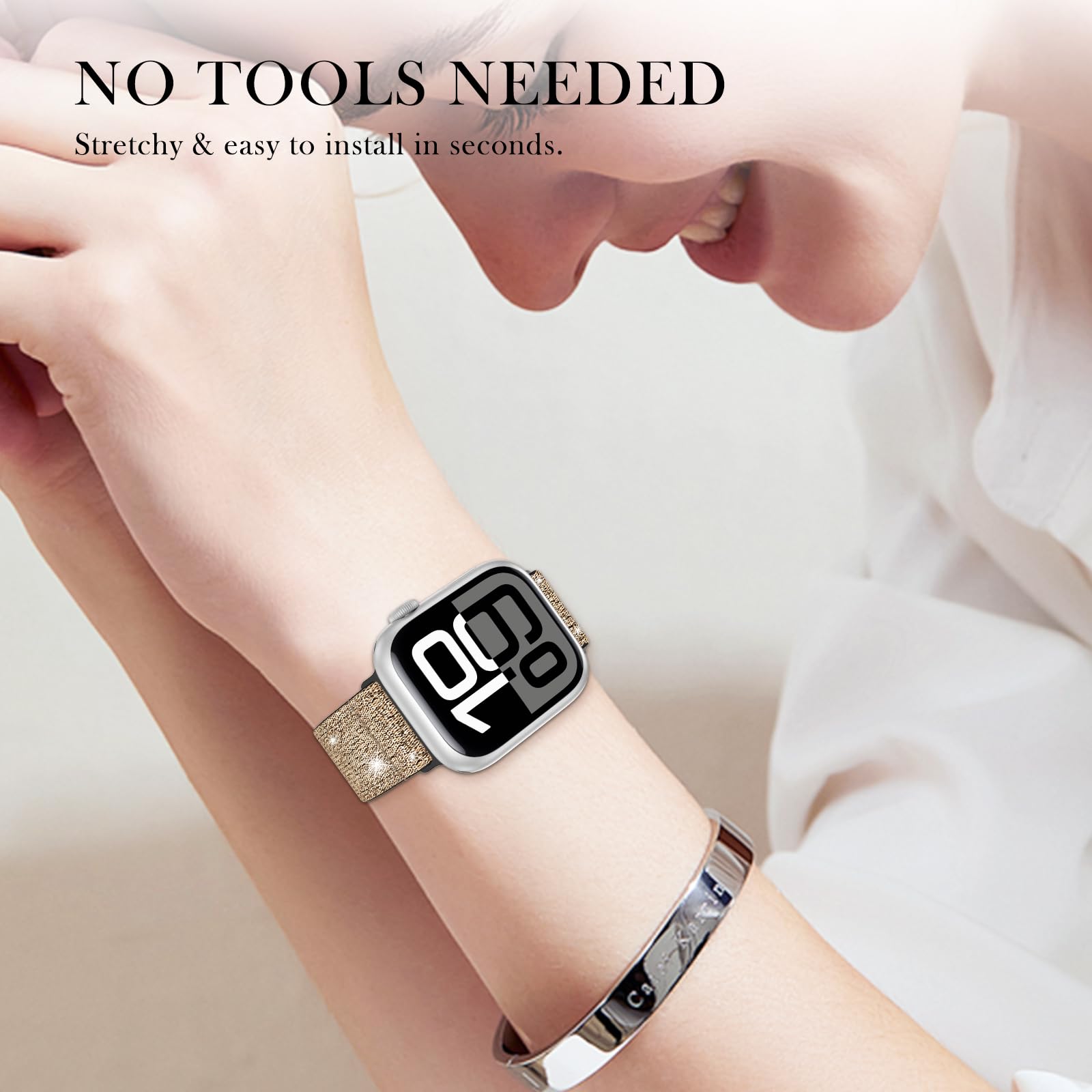 LETOID Correas elásticas diseñadas para Apple Watch Band de 38 mm, 40 mm, 41 mm, 42 mm, 44 mm, 45 mm, 46 mm, 49 mm, correa elástica de nailon suave para iWatch Series 11, 10, 9, 8, 7, 6, 5, 4, 3, 2, 1