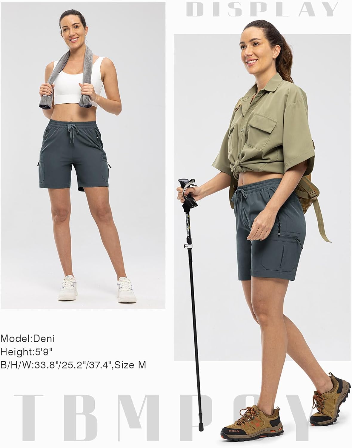 TBMPOY Women's Hiking Cargo Shorts Lightweight Quick Dry Athletic Summer Shorts Golf Travel Camping with Zipper Pockets - Image 6