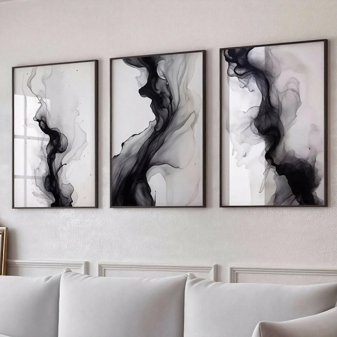 Impression sur toile minimaliste triptyque noir et blanc chic - 8