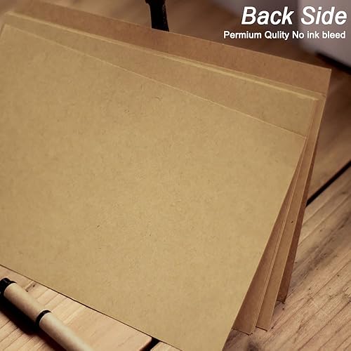 Miniatura 5 de 100 hojas de papel de estraza vintage de 5.71 x 8.27 pulgadas, tamaño A5, 4.23 ozm, papel de papelería en blanco para escribir cartas, juego a