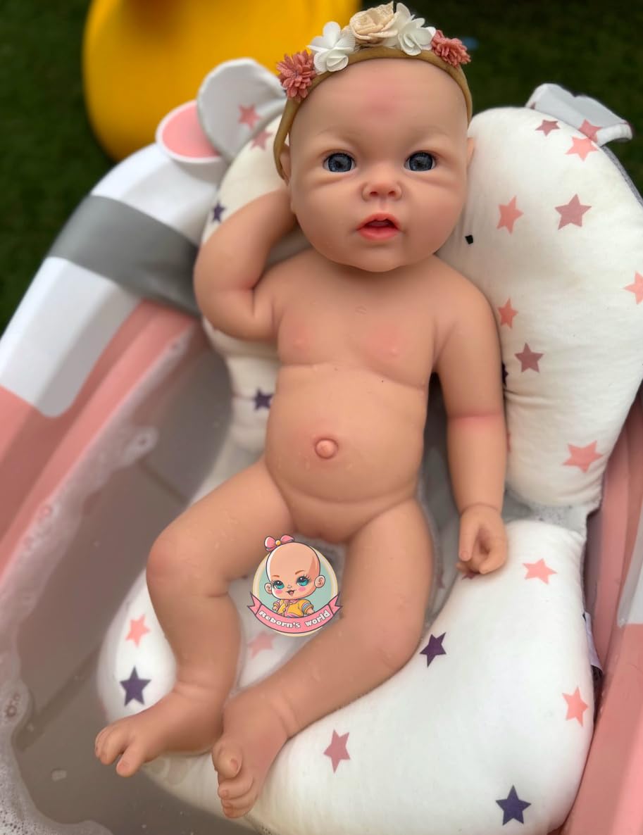 Muñeca Bebe Reborn Silicona Platino Blanda Cuerpo Completo Leslie Niña - 47cm / 2,8kg (Pack Premium)