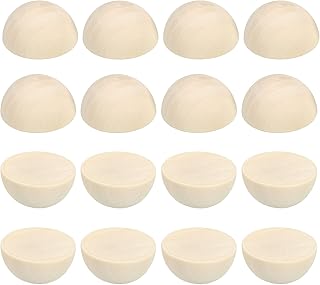 PATIKIL 30mm Half Wood Beads, 20 Pack Unfinished Natural Wooden Beads Round Split Wood Balls for Craft Art Ornaments Painting