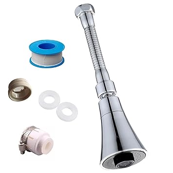 VELINEX 360 Degree Rotation Kitchen Tap Aerator, Water Saving Health Faucet, 2 Mode Sprayer Water Saving, Kitchen Faucet Extender (Faucet-E with Nozzle)