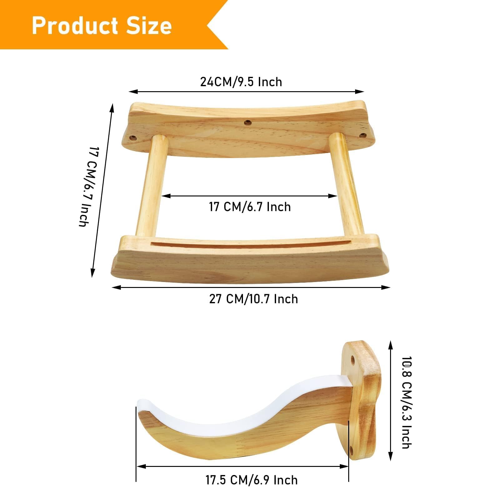 TTCR-II Yumzeco Soporte de Pared para Guitarra, Gancho para Colgar Guitarra Acústica Clásica, Percha de Pared Acolchados, Colgador pared Horizontal la Banjo, Mandolina