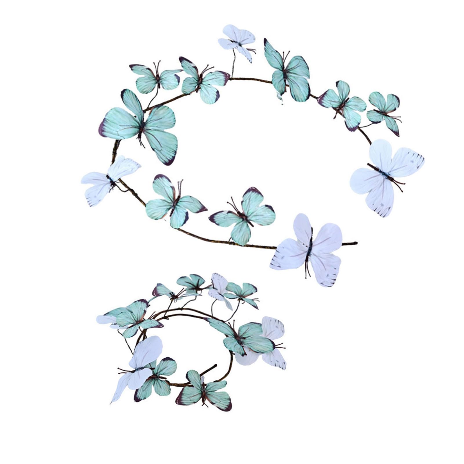Xinsheinelry 2PCS Realistic Faux Silk Flower Hoop with Gradual Stems Butterflies Seasonal Wall Hangings for Holiday Celebrations Artificial Flower Wreath Decors