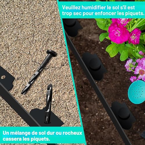 Bordure de Jardin en Plastique 20 Mètres, Flexible Bordure Jardin Exterieur Hauteur 5 cm avec 60 Piquets d'ancrage Bordurette de Pelouse Bordure de Gazon – vue 5