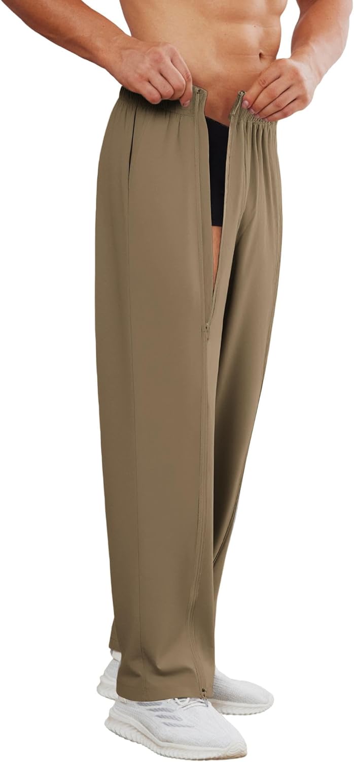 Deyeek Tear Away Pants for Men Full Zipper Legs Sweat Pants Mens Open Bottom Sweatpants Breakaway Cotton Post Surgery Pants - Image 2