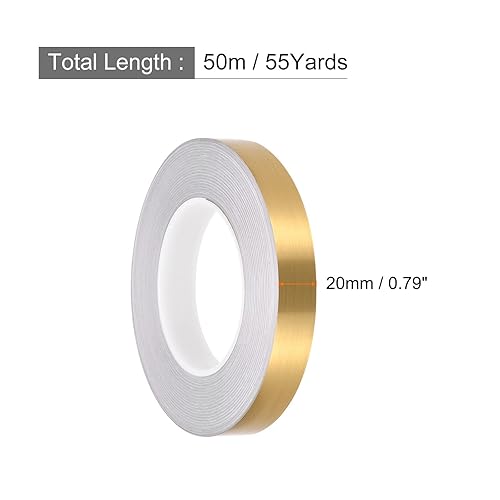 Miniatura 2 de Rebower Cinta adhesiva autoadhesiva para azulejos, para decoración de piso de pared, 0.79 pulgadas x 55 yardastono dorado