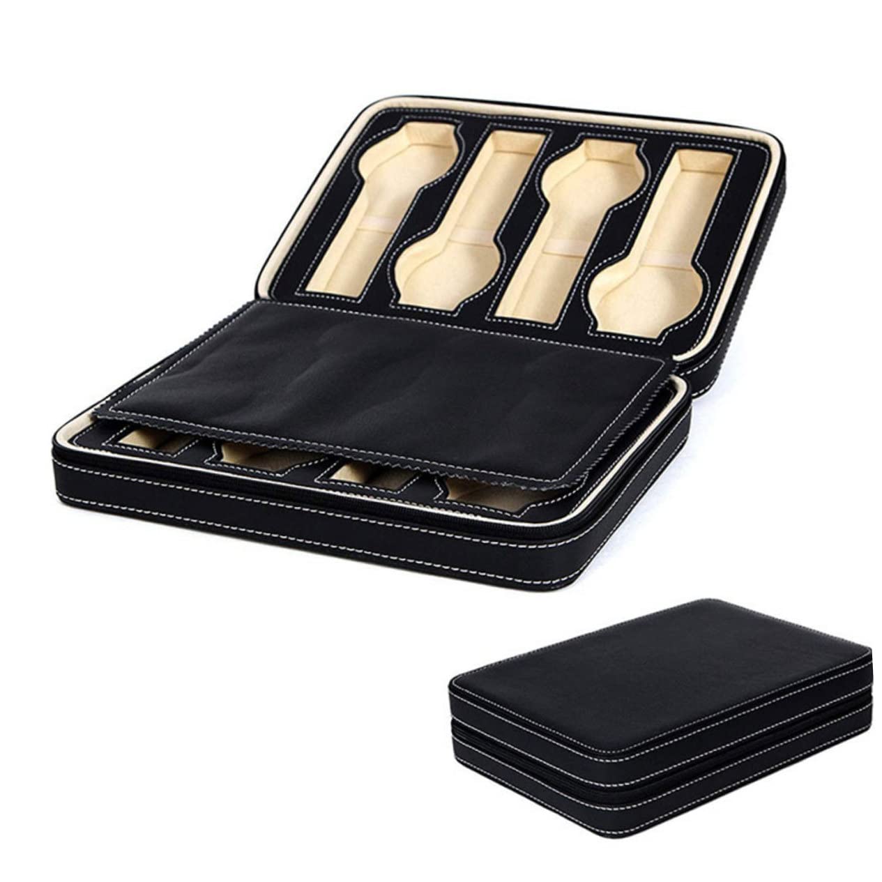COLLBATH Estuche Para Guardar Relojes Ranuras Costuras Portátil Estuche Protector Caja De Almacenamiento Diseño Profesional