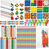 Cholemy 168 Pcs Building Block Party Favors Block Theme Pencils Notepads Stampers Rulers Erasers Stickers Bags Stationary School Supplies Kit for Building Birthday Party Prizes Supplies