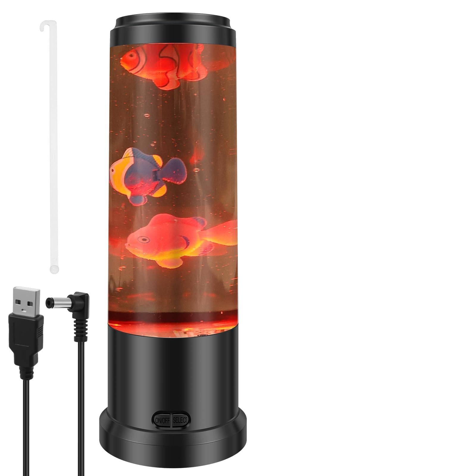 Gatphy Jellyfish Lamp, 7 Colour Changing Jelly Fish Light Lamp with Silent Water Pump Jellyfish Aquarium Night Light, USB Powered Sensory Mood Lights for Stress Relief and Sleep Induction(Fish)