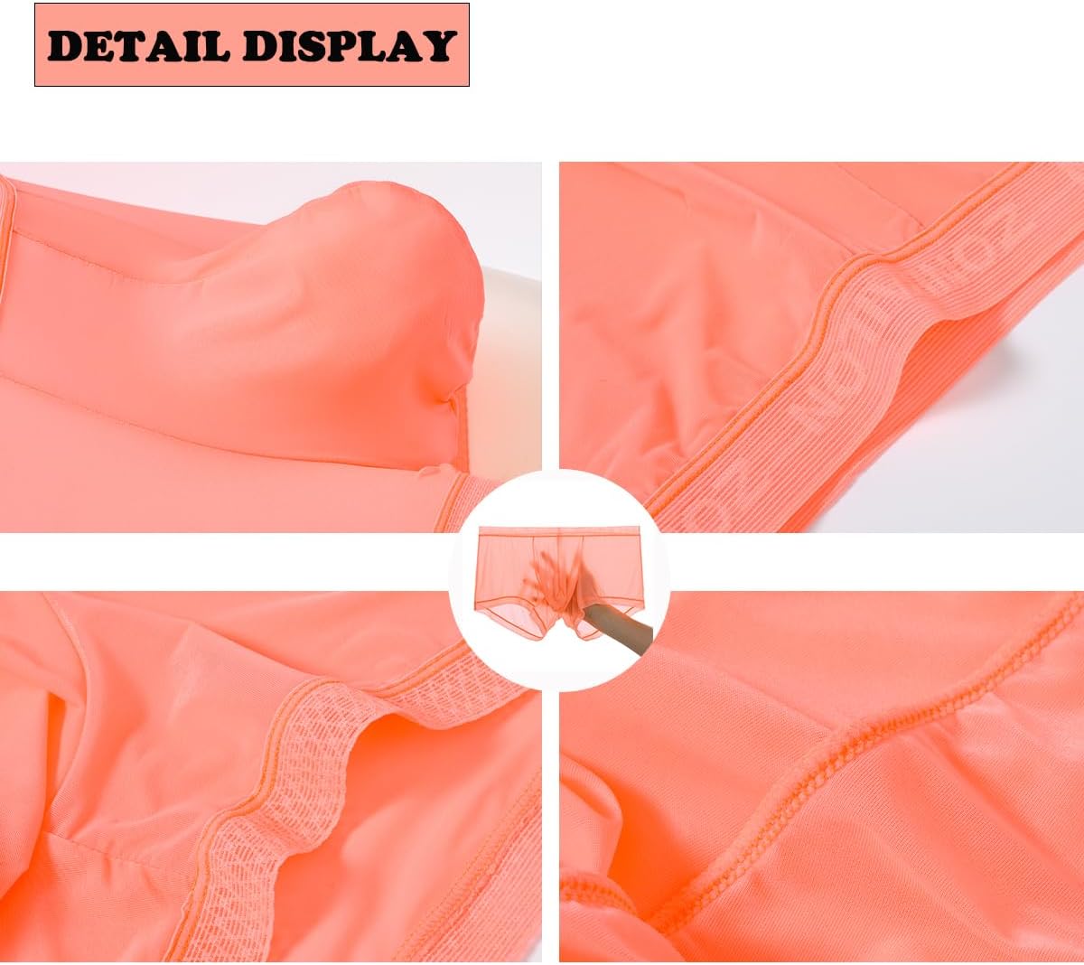ZONBAILON Breathable Ice Silk Men's Boxer Briefs See-Through Underwear Trunk Transparent Stretch - Image 3
