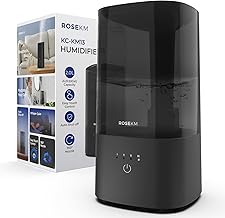 Rosekm Humidifiers for Bedroom, Cool Mist Humidifier for Home Plant and Baby Nursery, Quiet Ultrasonic Humidifier with 360° Nozzle, Auto Shut-Off, Filterless, Black