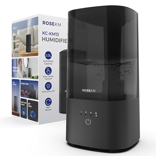 ROSEKM Luftbefeuchter Schlafzimmer, 2 L Humidifier, nur 26 dB, bis 24 Std.