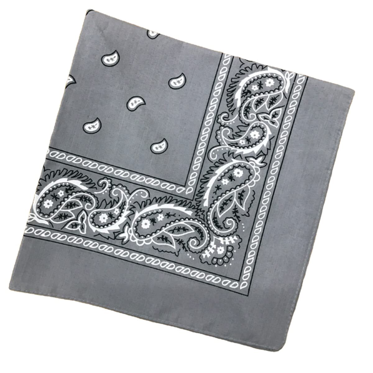 Aadikart 100% Cotton Paisley Printed Novelty Cowboy Bandana Handkerchiefs Multi-purpose For Men and Women Pack of 4 (4 Grey) 1