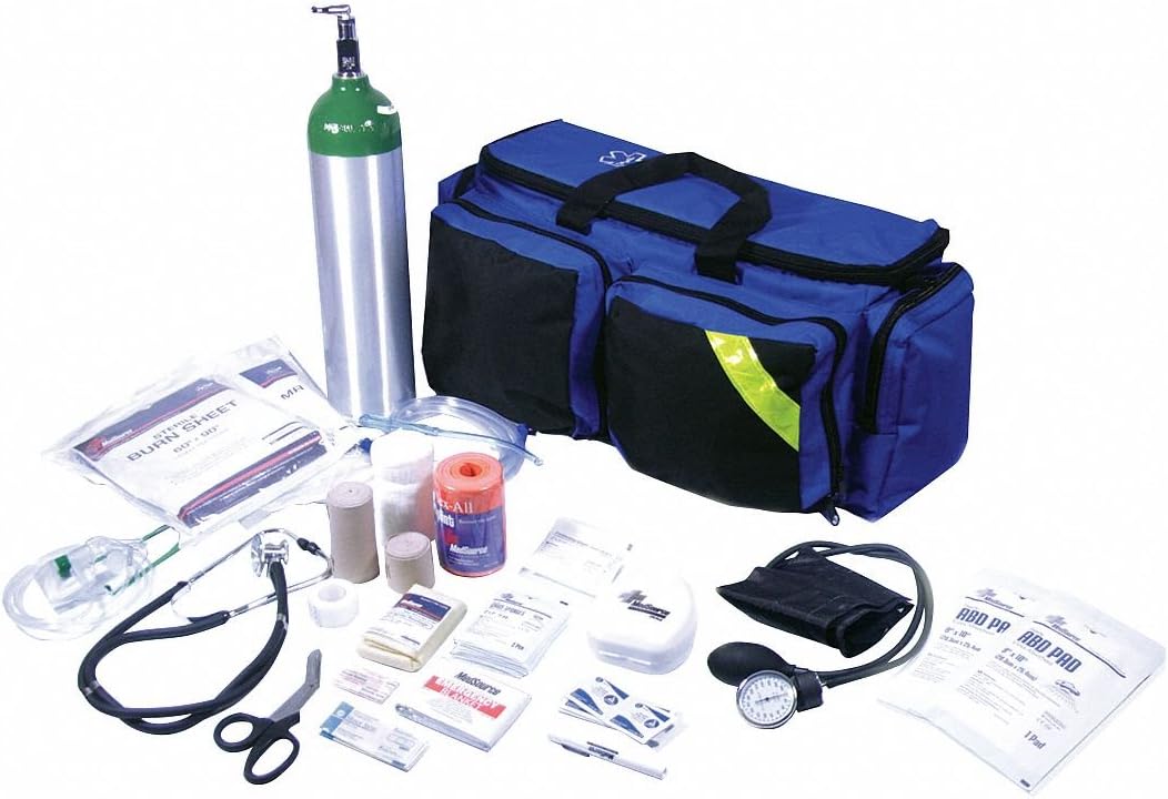 MedSource Fully Stocked EMT Paramedic Medical Deluxe O2 Bag Pack w/ O2 Tank