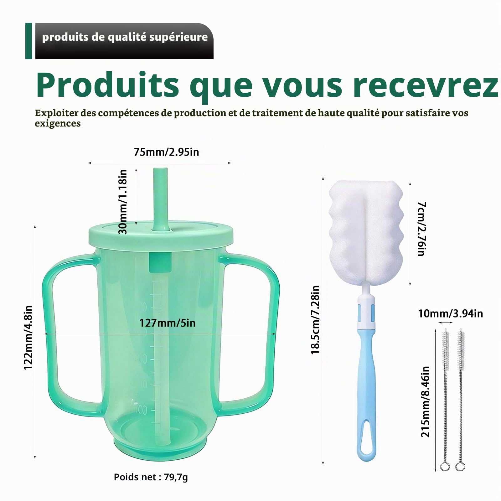 Tasse à bec bleu pour personnes âgées : gobelet avec poignée et bec, 350 ml tasses anti-fuite pour personnes âgées, gobelets à bec pour adultes