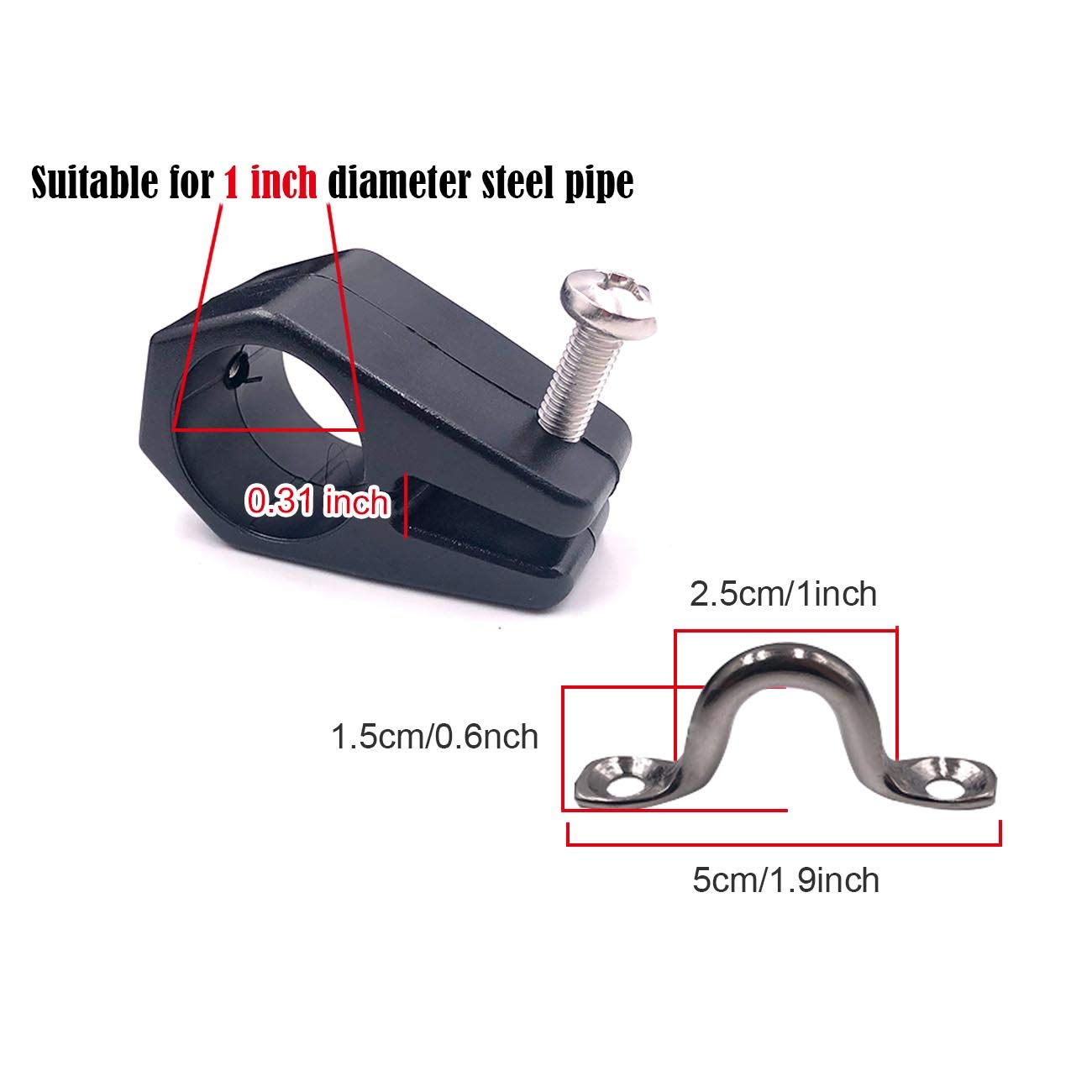 Genleas 2 Packs Adjustable Boat Bimini Top Straps with Double Snap Hook