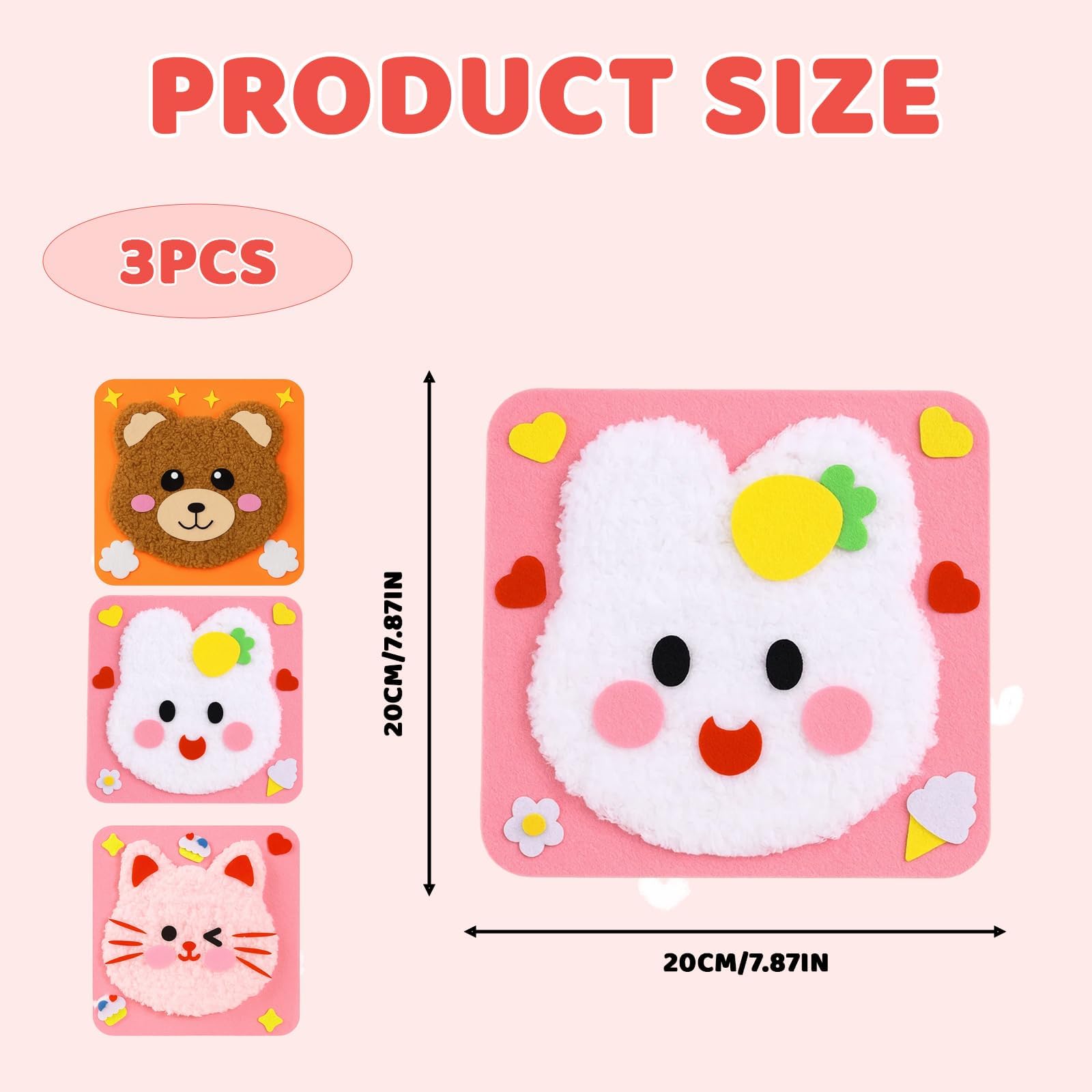 YgonziRuvc DIY Embroidery Doll Set for Children 3 Pack Kids Sewing Kit with Rabbit Cat Bear - Image 2