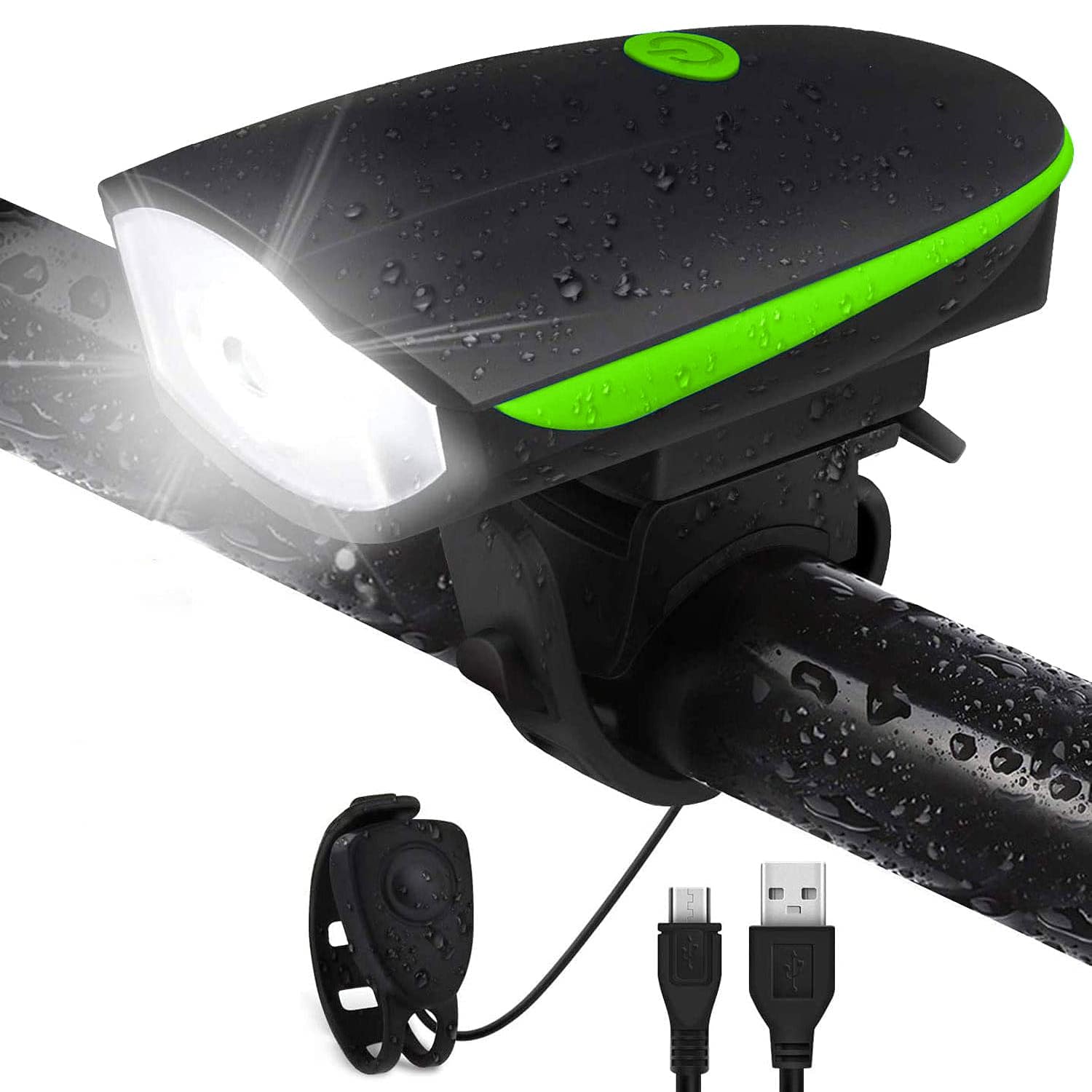 Strauss Bicycle LED Headlight with Horn | Rechargeable Front Bike Light & Horn Combo | Universal Adjustable Lamp for Cycling Safety | Horn & Headlight Functionality | 2-in-1 Device,(Green) (B09V6SZDPD) Amazon Price History, Amazon Price Tracker