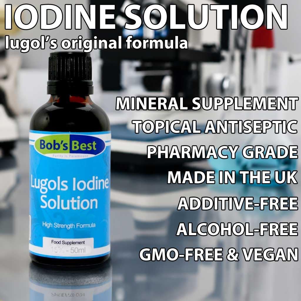 Lugol’s Iodine Solution – 15% – 50ml – Essential Mineral Supplement & Topical Antiseptic, High Strength Formula, Alcohol Free, No Additives, Vegan & GMO Free