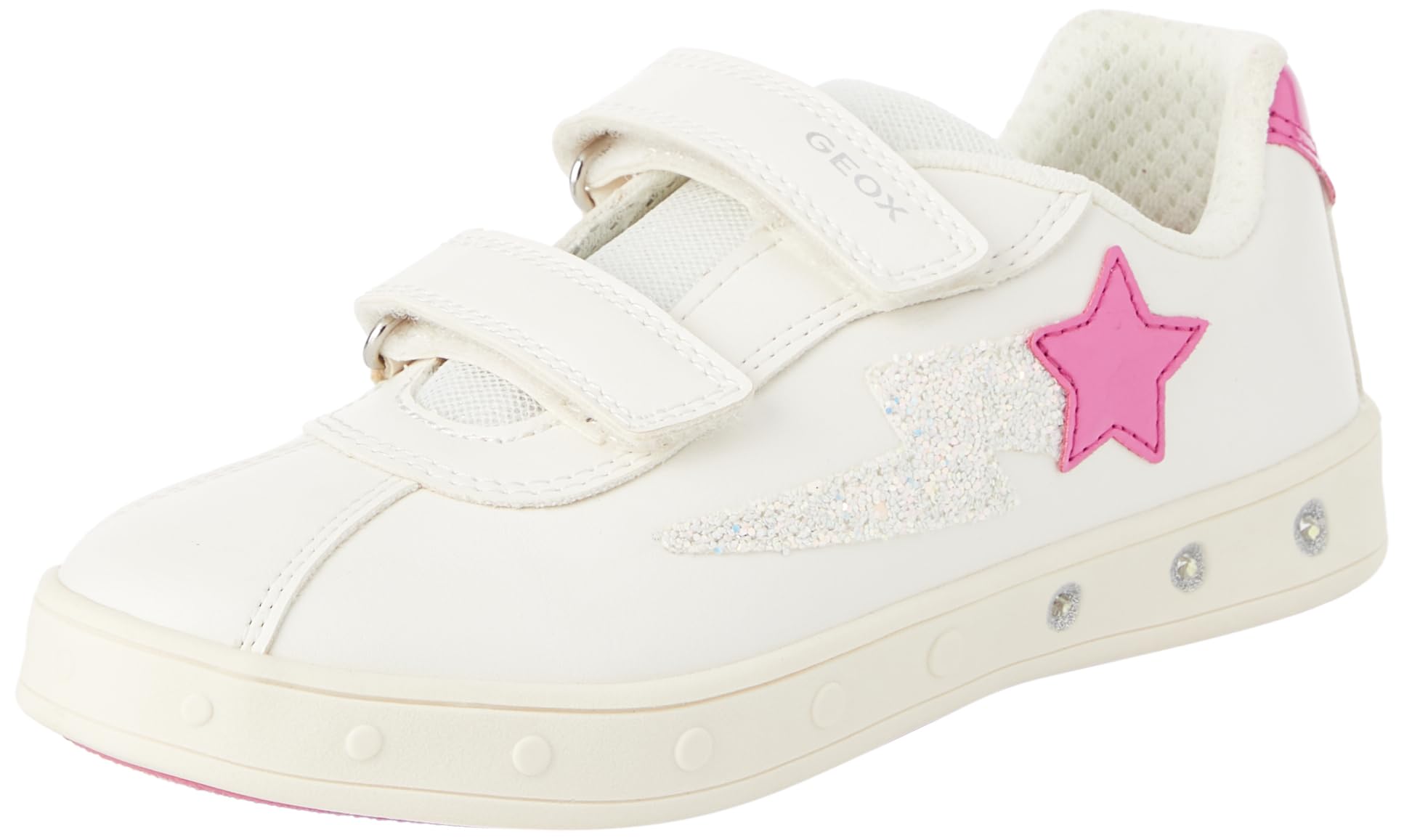 Geox J Skylin Girl A Sneaker, White Fuchsia, 8.5 UK Child