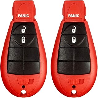 2 New Red Keyless Entry 3 Button Remote Key Fob Fobik Shell / CASE M3N5WY783X IYZC01C for Chrysler Town Country Dodge Challenger Charger Durango Grand Caravan (No Electronics or Chip Inside)