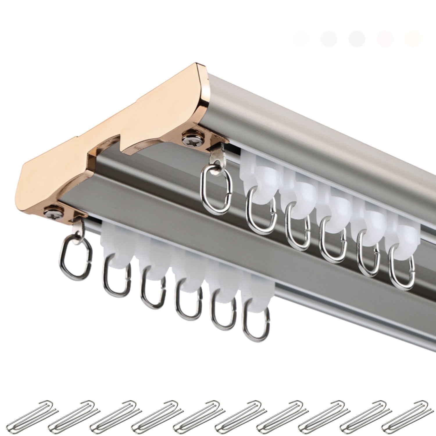 Ceiling Curtain Track Double Curtain Pole Heavy Duty Curtain Double Tracks With Roller Hooks For Curtains, Room Divider, Privacy(Gray,2.8m)