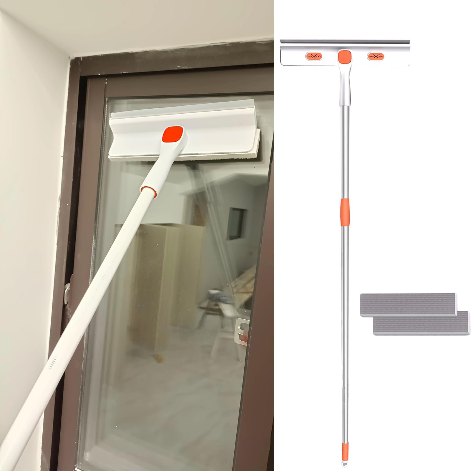 Limpiacristales Limpiador de Ventana Limpieza Kit Limpieza Cristales 2 En 1 Escobilla Goma 10 13 Pulgadas, Palo Limpiacristales Limpiar El Polvo Suelos Cristal Y Armarios, Herramienta Limpiar Cristale