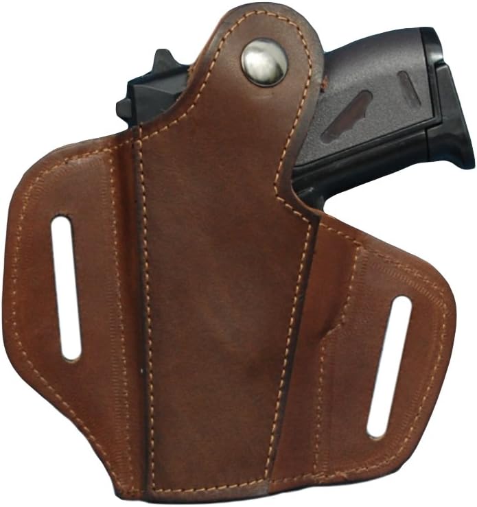 Barsony New Brown Leather Pancake Gun Holster for Mini/Pocket 22 25 32 380