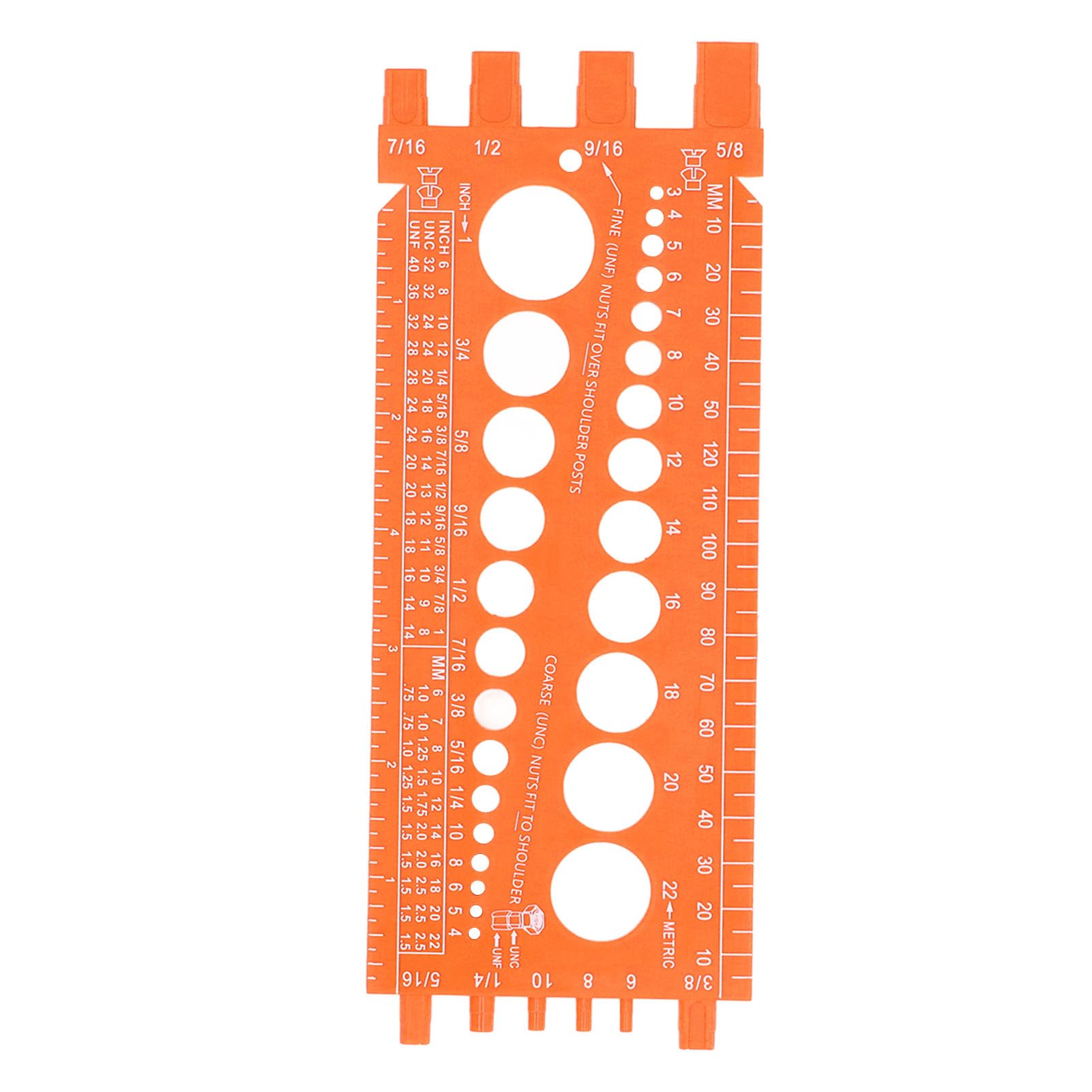 44-in-1 Schrauben-Gewindeprüfer Aus Alu - Misst Metrische & Zoll-Gewinde, Rot, 2,6 Kg