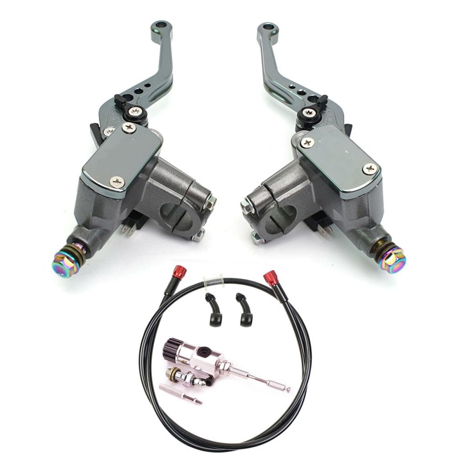 TINGYUS Motorbike Brake Lever 22mm Motorcycle Hydraulic Clutch Kit Brake Master Cylinder Dirt Bike Sport Scooter(Grey Set)