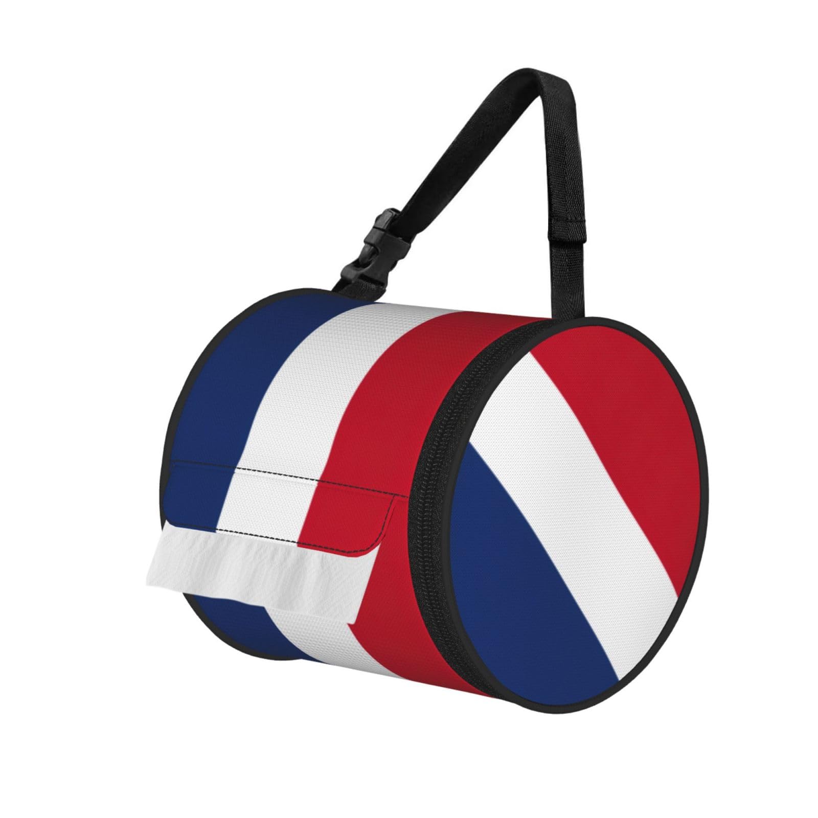 Dutch Flag Print Round Paper Tissue Holder With Shoulder Strap, Portable Roll Case For Caravan Travel Use