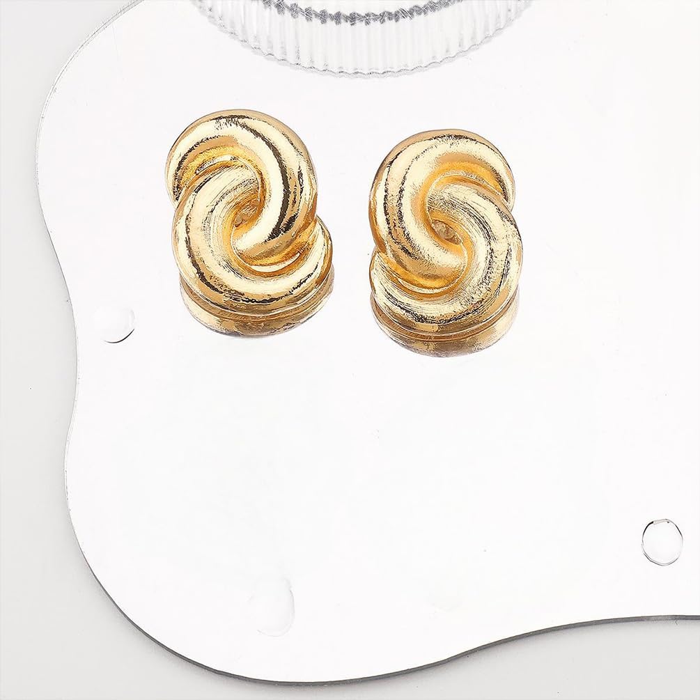 Statement Big Chunky Gold Twist Knot Earrings for Women, Trendy Large Thick Silver Spiral Drop Stud Earring Irregular Geometric Twisted Ear Jewelry Gift - Image 9